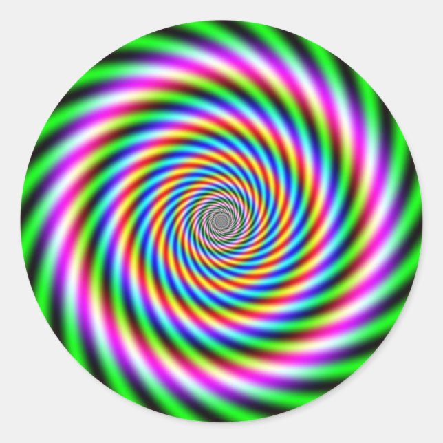 Optische Illusion in Greenpink Runder Aufkleber (Vorderseite)