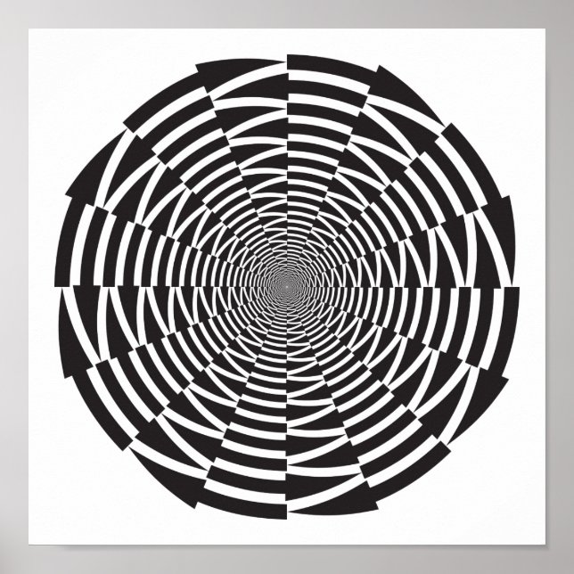 Optische Illusion in Schwarzweiß-Vortex Poster (Vorne)