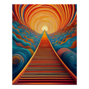 Optische Illusion Kunst - Lebhafter endloser Pfad Poster