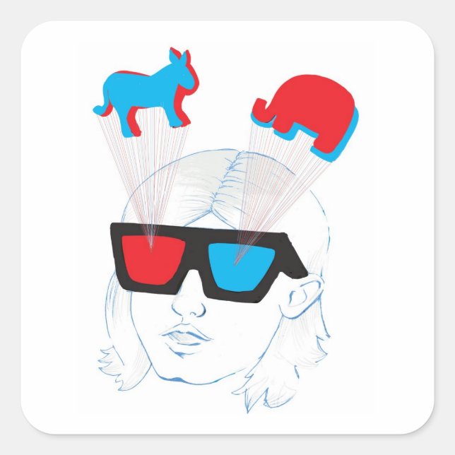 optische Illusion Quadratischer Aufkleber (Vorderseite)