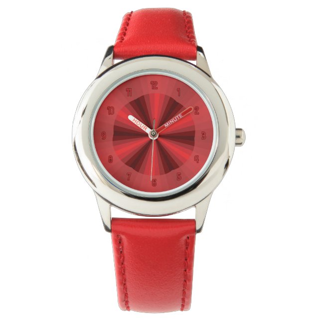 Optische Illusion Red Watch Armbanduhr (Vorderseite)