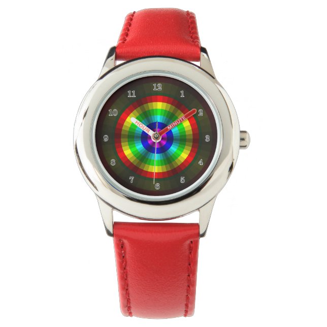 Optische Illusion Regenbogenüberwachung Armbanduhr (Vorderseite)