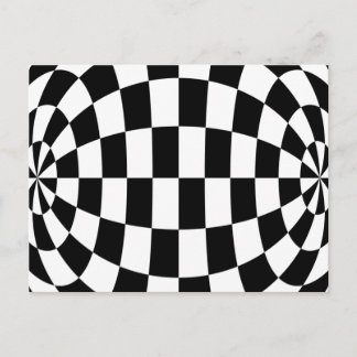optische Illusion Runde Schachbretter Schwarz-weiß Postkarte
