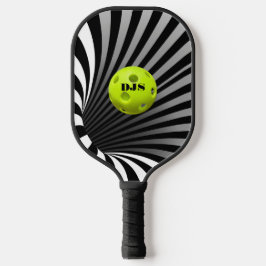 Optische Illusion schwarz, weiß gestreift Pickleball Schläger