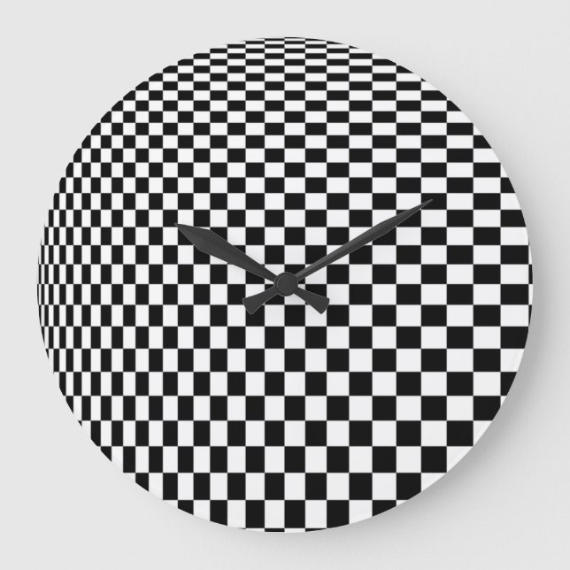 optische Illusion Schwarzweiß-Schachbrett Große Wanduhr (Vorderseite)