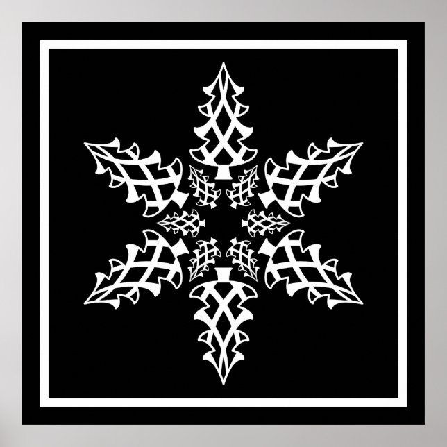 Optische Illusion Snowflake Weihnachten Elegante Poster (Vorne)
