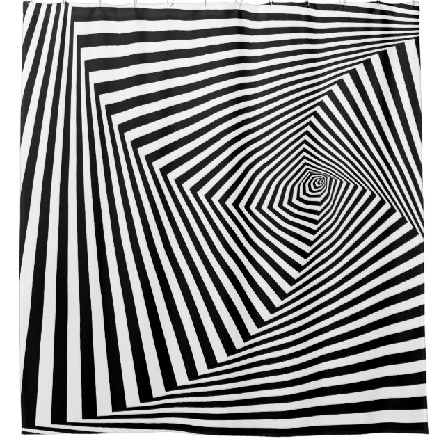 Optische Illusion: Striptes geometrisches Abstrakt Duschvorhang (Vorderseite)