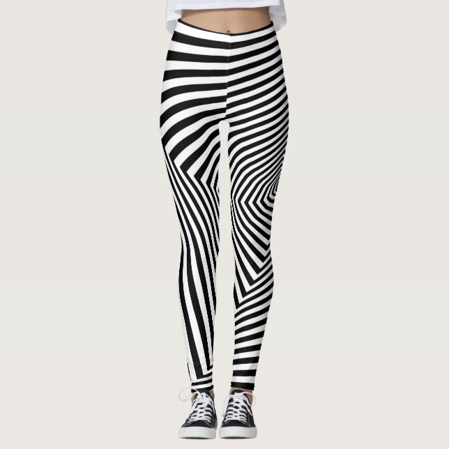 Optische Illusion: Striptes geometrisches Abstrakt Leggings (Vorderseite)