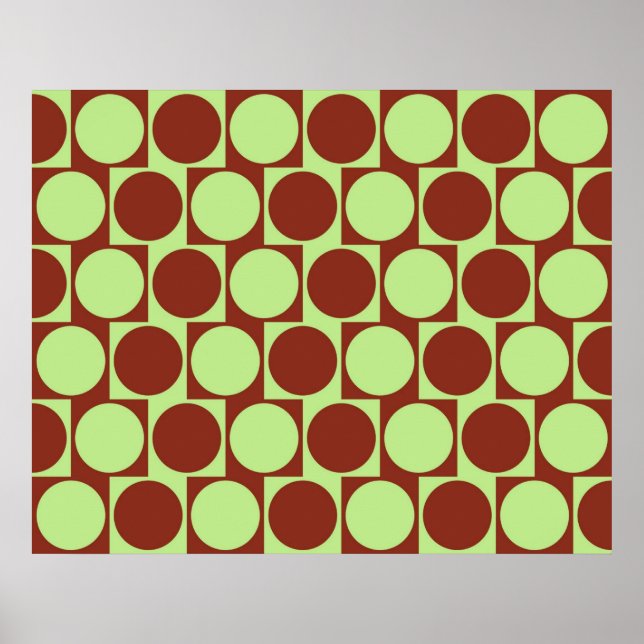Optische Illusion Wall Effect Circles Deep Red Poster (Vorne)