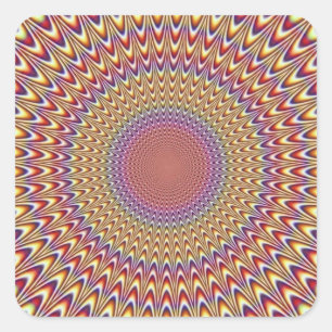 Optische Illusion Zirkel Hypnotic Rainbow Colorful Quadratischer Aufkleber