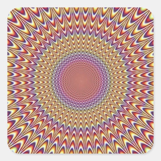 Optische Illusion Zirkel Hypnotic Rainbow Colorful Quadratischer Aufkleber (Vorderseite)