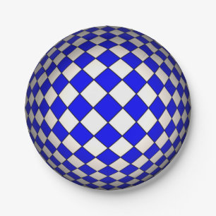 Optische Illusions-blauer u. weißer Pappteller