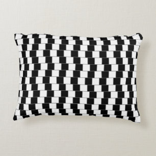 Optische Illusionslinien Quadrate schwarz Dekokissen