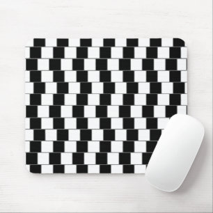 Optische Illusionslinien Quadrate schwarz Mousepad