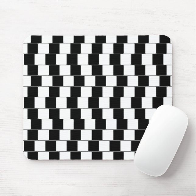 Optische Illusionslinien Quadrate schwarz Mousepad (Mit Mouse)