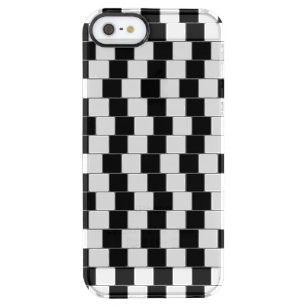 Optische Illusionslinien Quadrate schwarz Durchsichtige iPhone SE/5/5s Hülle