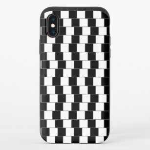 Optische Illusionslinien Quadrate schwarz iPhone X Slider Hülle