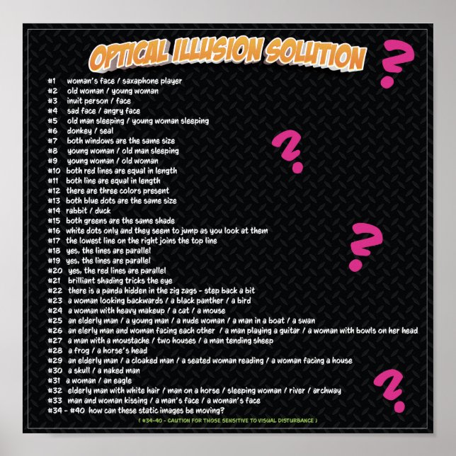 OPTISCHE ILLUSIONSLÖSUNG POSTER (Vorne)