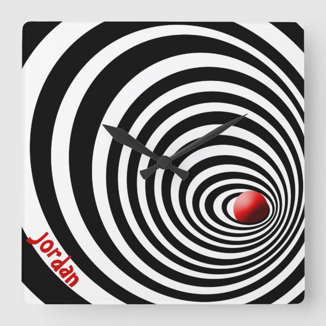 Optische Kunst des Uhrentunnels Quadratische Wanduhr (Vorderseite)