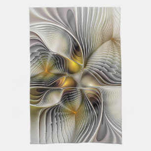 Optische Täuschung Abstract 3D Fraktal mit Tiefe Geschirrtuch