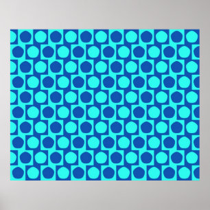 Optische Täuschung Cafe Wall Effect Pentagone Blau Poster