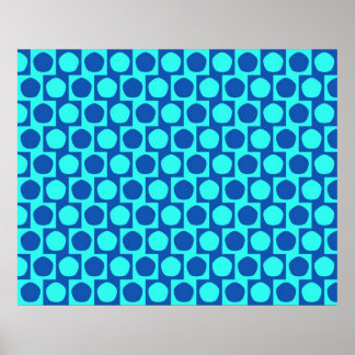 Optische Täuschung Cafe Wall Effect Pentagone Blau Poster