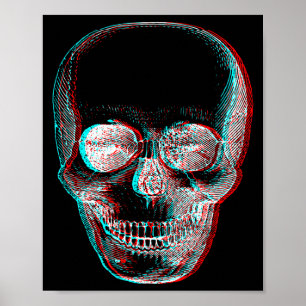 Optische Täuschung Halloween Skelett Schädel Poster