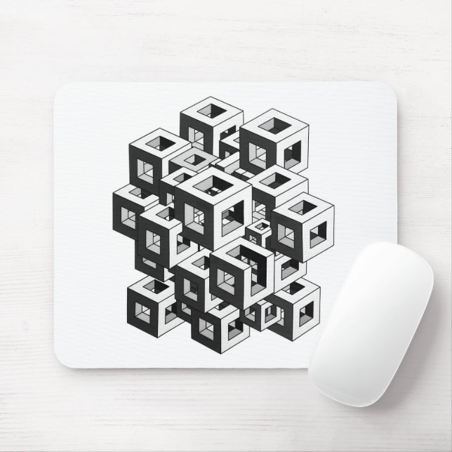 Optische Täuschung Isometrisches Würfelmuster Graf Mousepad (Mit Mouse)