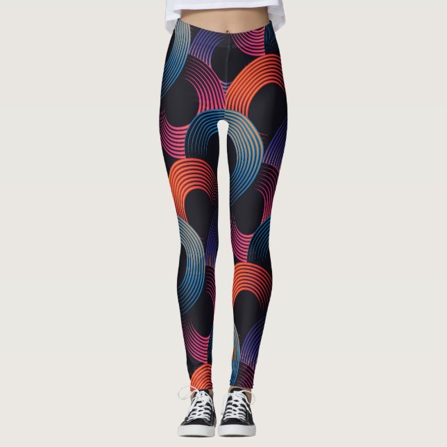 optische Täuschung: Linearringe aus Metall. Leggings (Vorderseite)
