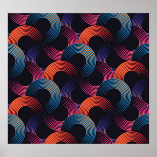 optische Täuschung: Linearringe aus Metall. Poster