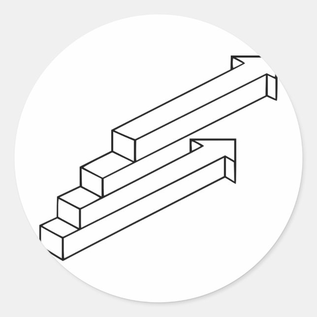 optische Täuschung nach Pfeil oder Treppe Runder Aufkleber (Vorderseite)