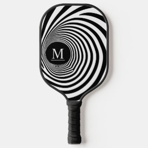 Optische Täuschung Vortex Monogramm Schwarz & Weiß Pickleball Schläger