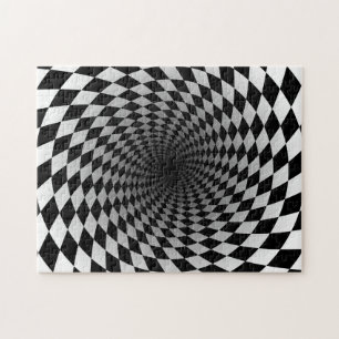 Optische Vortex-Illusion in Schwarzweiß Puzzle
