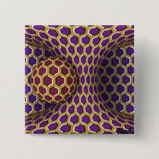 Optischer Illusionstrick Zeichnend Drehbewegung Button (Vorderseite)