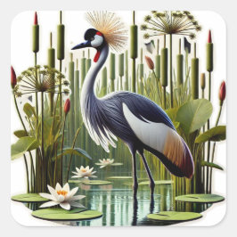 Optisches Gemälde mit weißem Kran Quadratischer Aufkleber