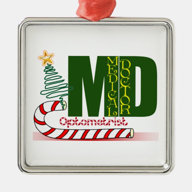 OPTOMETRIE MERRY CHRISTMAS EYE DOCTOR SILBERNES ORNAMENT (Vorne)