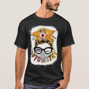 Optometrie Messy Bun Brillen Halloween gebleicht T-Shirt