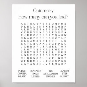 Optometrie Office Themed Word Search Poster