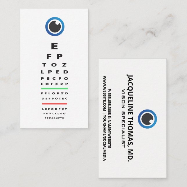 Optometriker | Augenuntersuchung | Augensymbol Terminkarte (Vorne/Hinten)