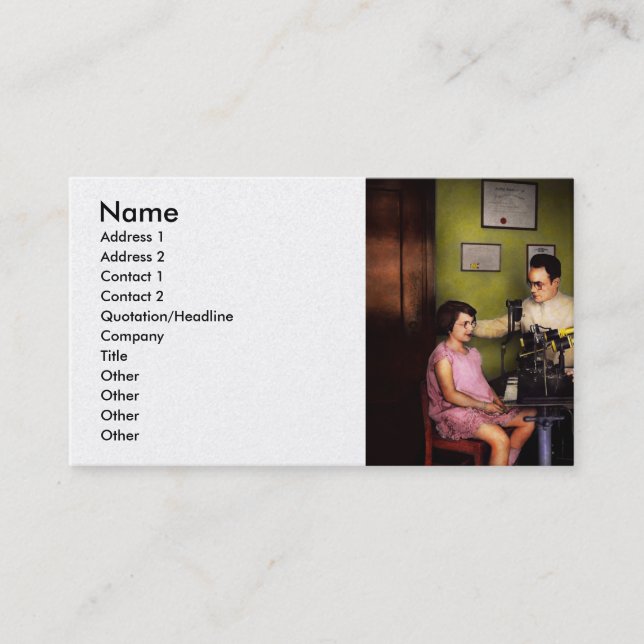 Optometriker - Die Augenuntersuchung 1929 Visitenkarte (Vorderseite)