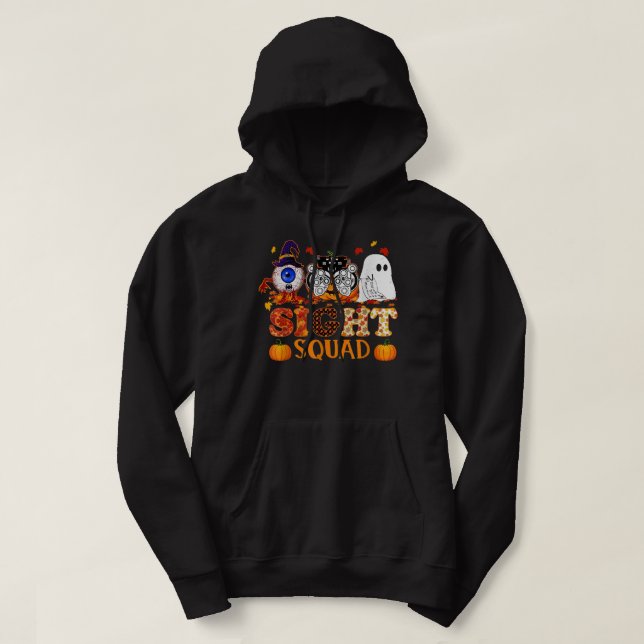 Optometriker Halloween Sight Squad Hexenkürbis Op Hoodie (Design vorne)