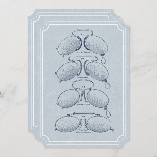 Optometriker-Vintage Brillen-Abschluss-Karte Einladung (Vorne/Hinten)