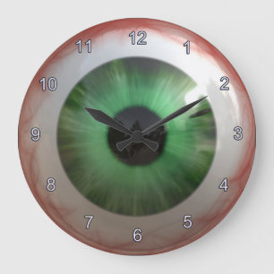Optometrist Eye Doctor Spooky Fun Green Eye Clock Große Wanduhr