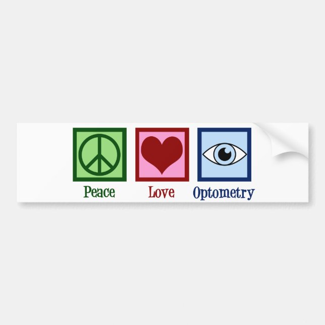 Optometristen Peace Liebe Optometrie Blauer Augena Autoaufkleber (Vorne)