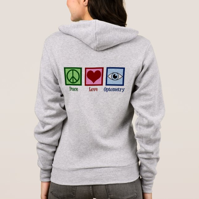 Optometristen Peace Liebe Optometrie Blauer Augena Hoodie (Rückseite)