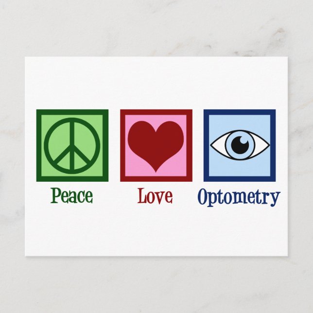 Optometristen Peace Liebe Optometrie Blauer Augena Postkarte (Vorderseite)