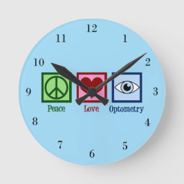 Optometristen Peace Liebe Optometrie Blauer Augena Runde Wanduhr