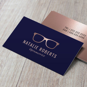 Optometristische Rose Gold Eyewear Brillen Navy Visitenkarte