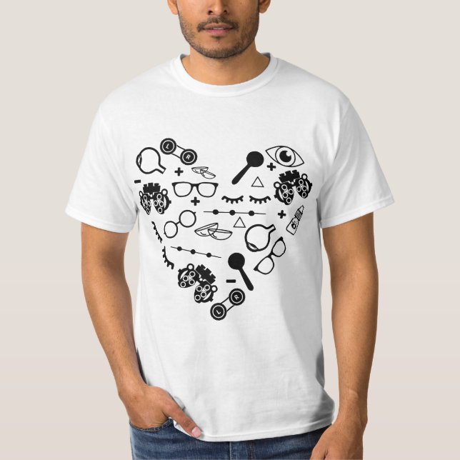 Optometry Symbols Heart Eyeglasses Spectacles Opti T-Shirt (Vorderseite)
