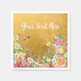 Opulence Gold Floral Hummingbird Serviette